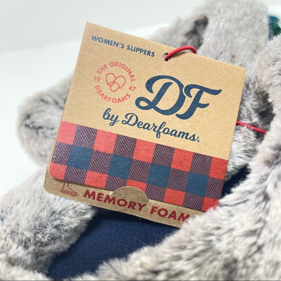 Womens Dearfoams slippers sz 7-8 memory foam purple blue knit - Picture 6 of 8